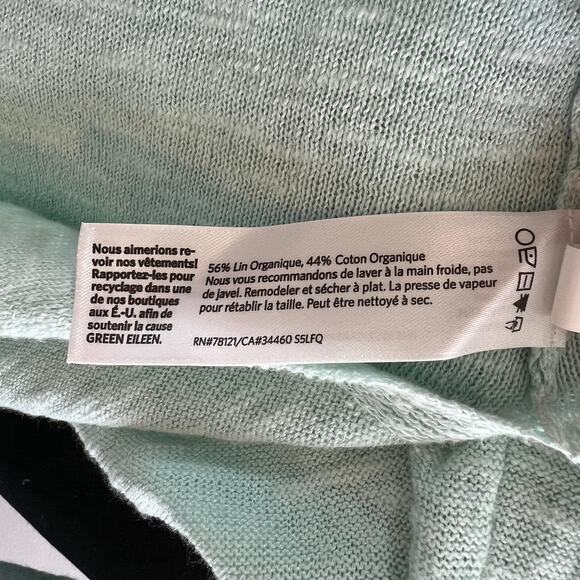 EILEEN FISHER Mint Green Linen Cotton Boat Neck Long Sleeve Pullover Sweater - Picture 6 of 7